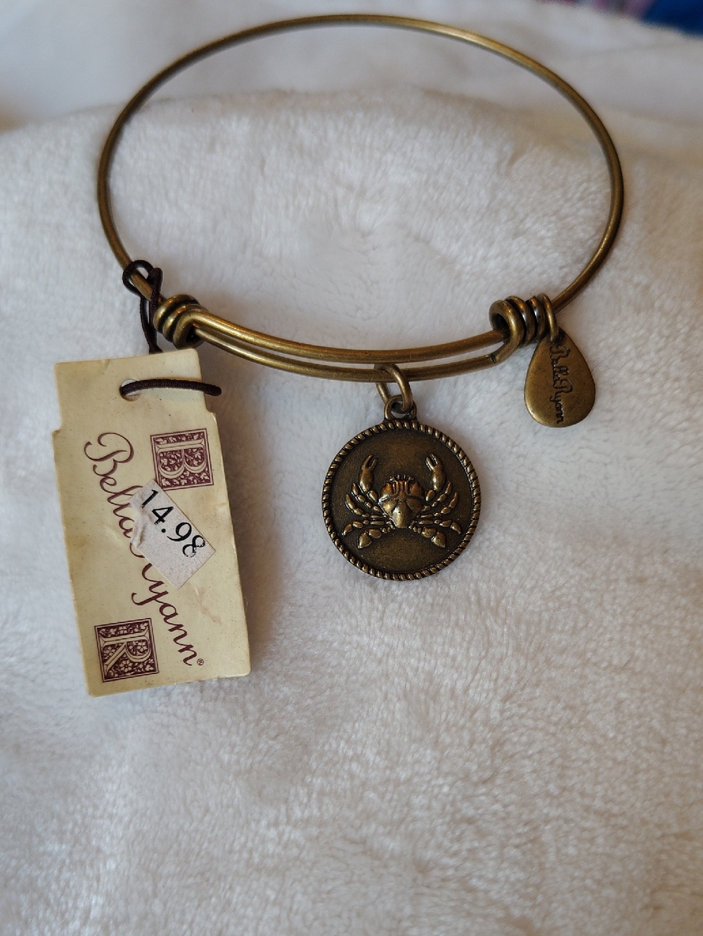Bella Ryann Antique Gold Crab Medallion Bangle